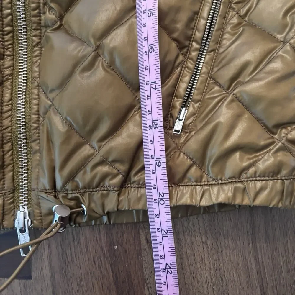 J Crew Puffer Down Vest Women's XS Field Excursion Quilted Olive Cinch Waist